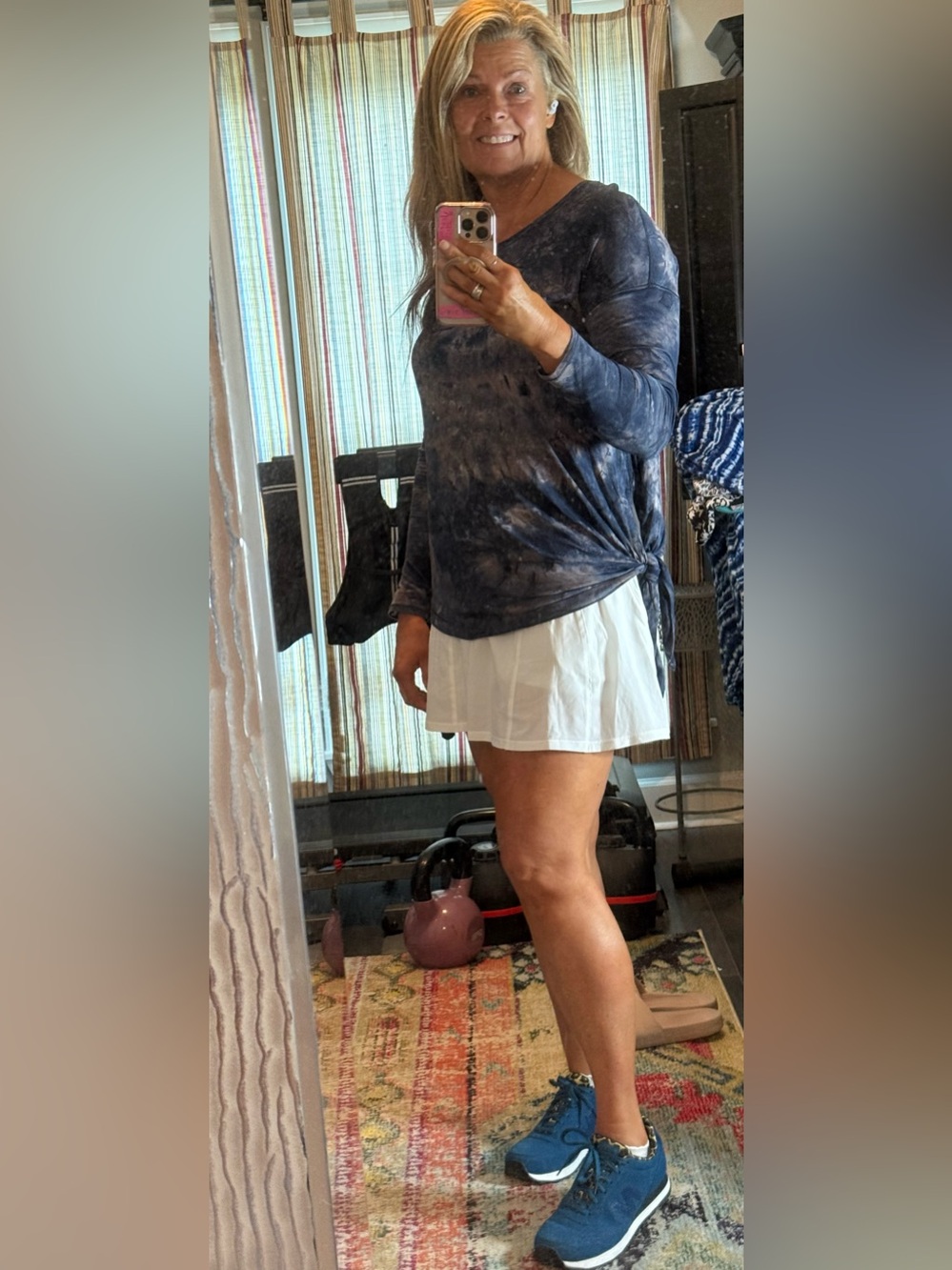 Lululemon
Tie-Dye Long Sleeve Scoop Neck Top - Blue & Cream excellent condition
